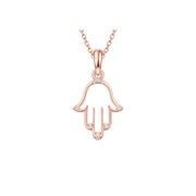 Pendentif diamants synthétiques ronds 0.11 carat or rose 14 carats Yara